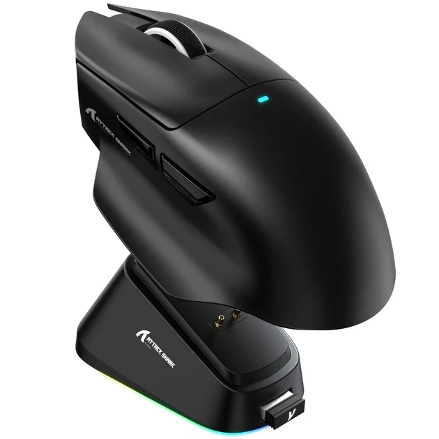 Компьютерная мышка игровая ультралегкая attack shark V6 с RGB док-станцией и 3 режимами подключения (2865570220)