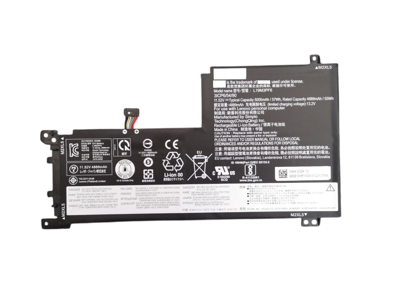 Аккумулятор для Laptop 15IIL05/15ARE05/L19L3PF2/L19C3PF4/L19C3PF5/L19M3PF6 Type-A 5005 mAh 57Wh (26226692)