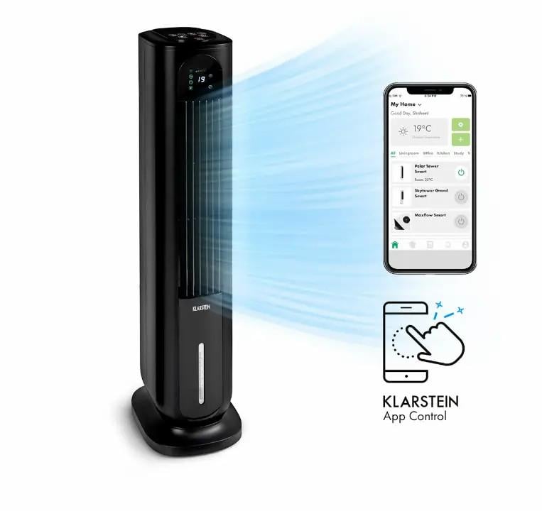 Охладитель воздушный KLARSTEIN Polar Tower Smart Fan с дистанционным управлением 7 л 85 Вт (10035831)