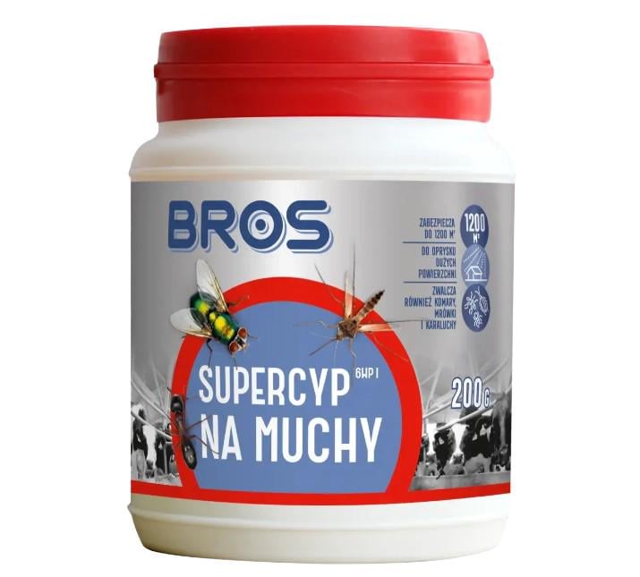 Средство от мух и комаров Bros Supercyp 6WP для домашних животных 200 г (16827012) - фото 1