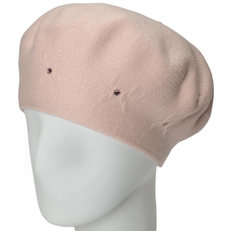 Берет женский Novita Лютик двойной из вискозной пряжи L р. 57-58 Бледно-розовый (147763)