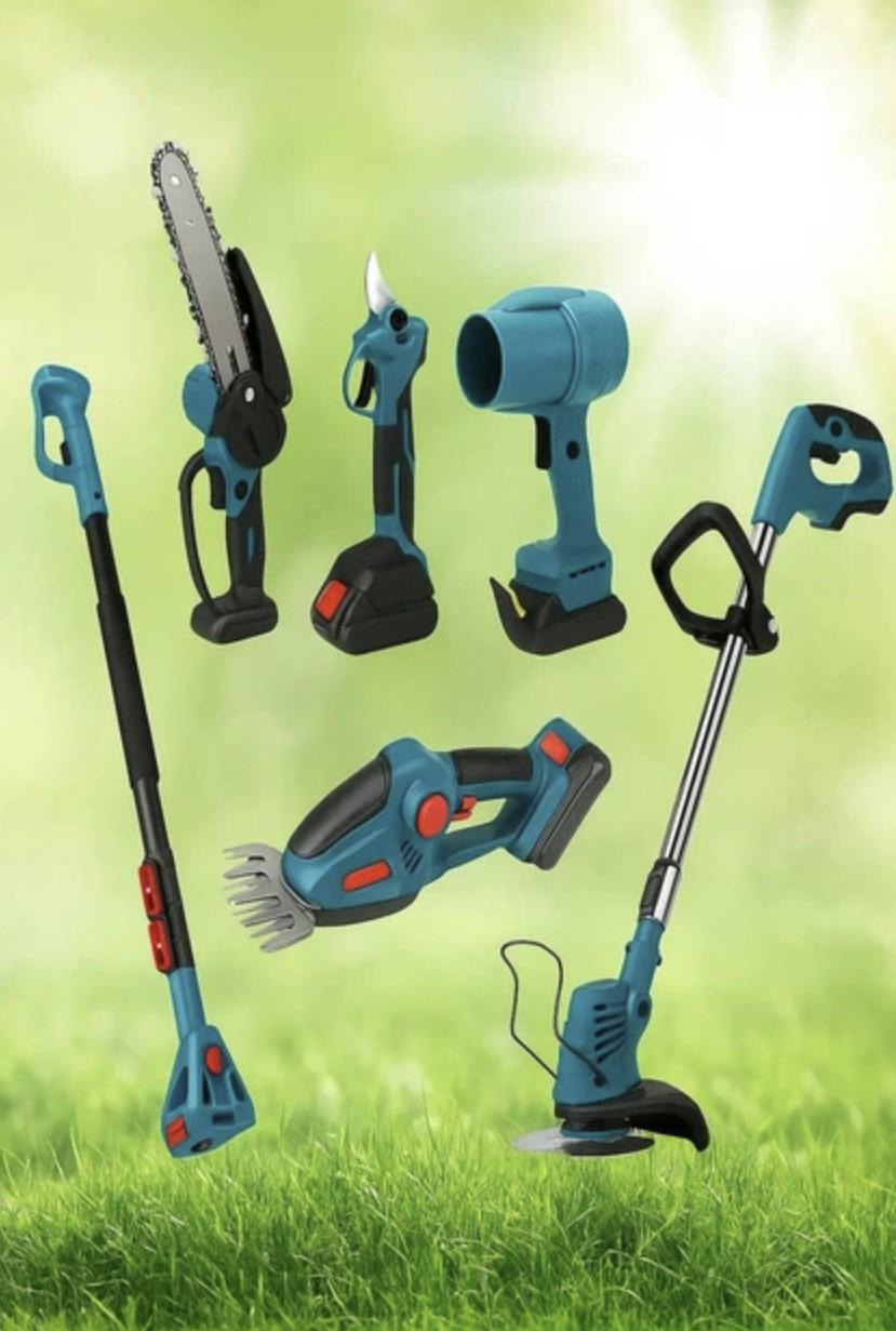 Садовый набор аккумуляторный KRAFFTEC секатор/мини-пила/триммер/воздуходувка/удлинитель/кусторез 48V 4в1 (56766в1) - фото 9