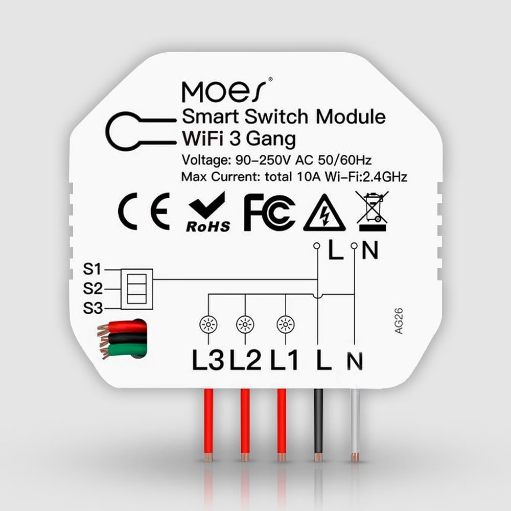 Реле триканальне Wi-Fi Moes MS-104C (WH00372) Реле триканальне Wi-Fi Moes MS-104C (WH00372)