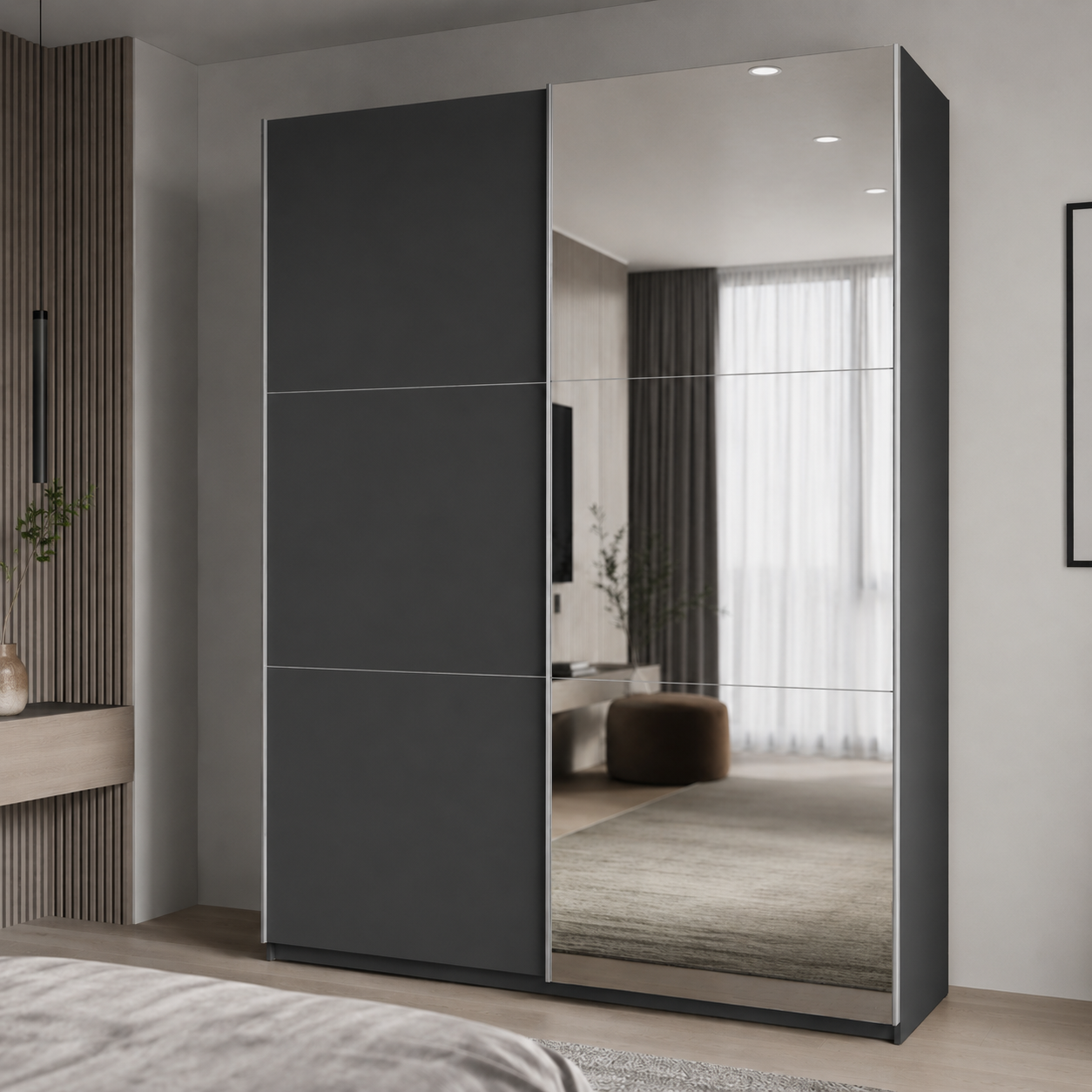 Шкаф купе Doros G-Caiser 1 ДСП/1 зеркало/3 части 160х60х240 см Антрацит/Антрацит (42005411 DRS-012244) Шкаф купе Doros G-Caiser 1 ДСП/1 зеркало/3 части 160х60х240 см Антрацит/Антрацит (42005411 DRS-012244)