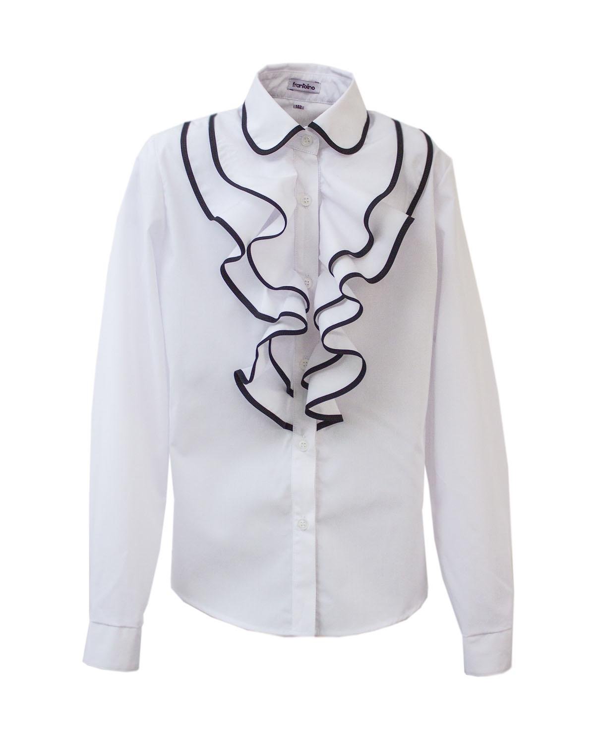Блуза для девочки Frantolino 1205-001 с воланами 134 см Белый (6745)
