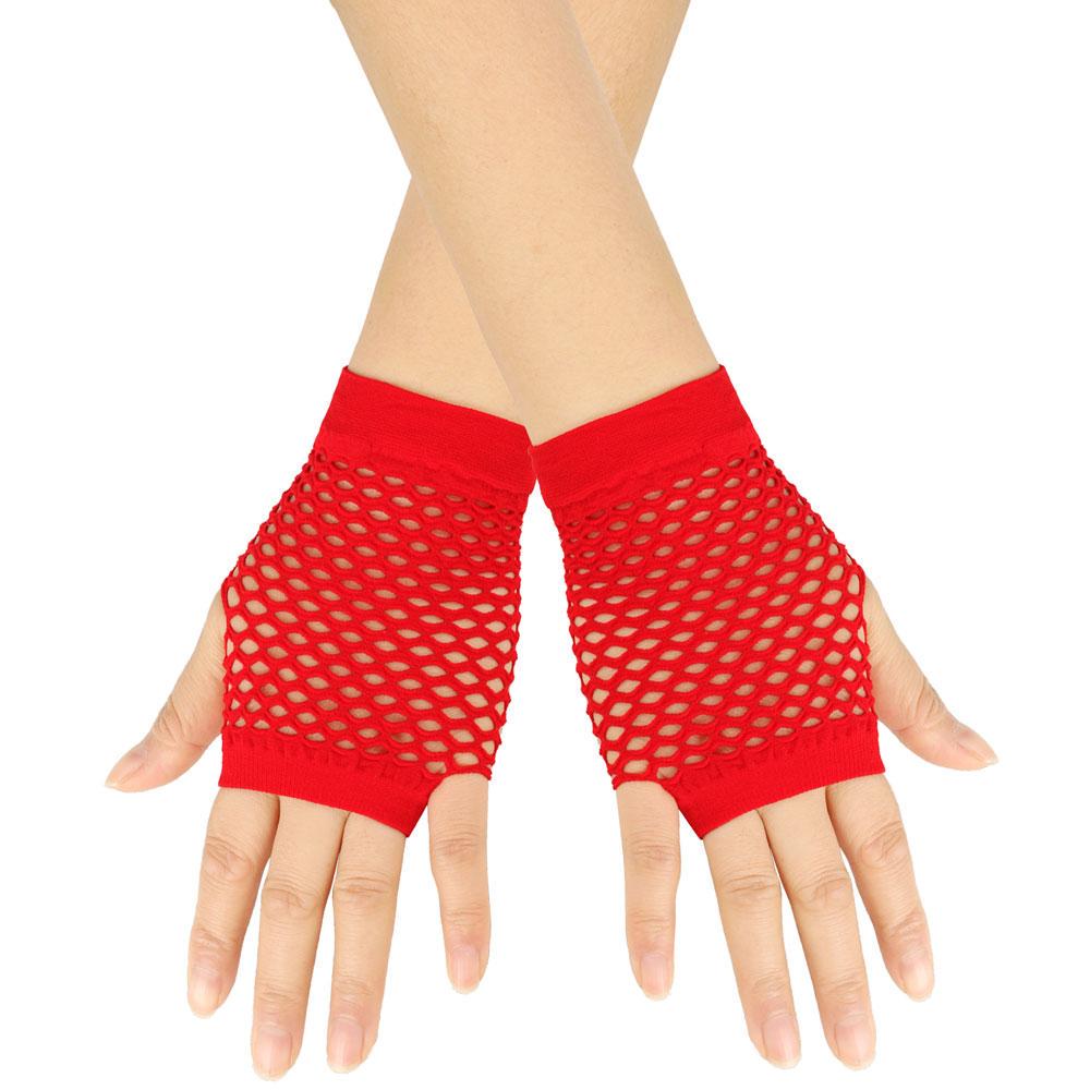 Митенки в сеточку короткие One size Красный (2172)