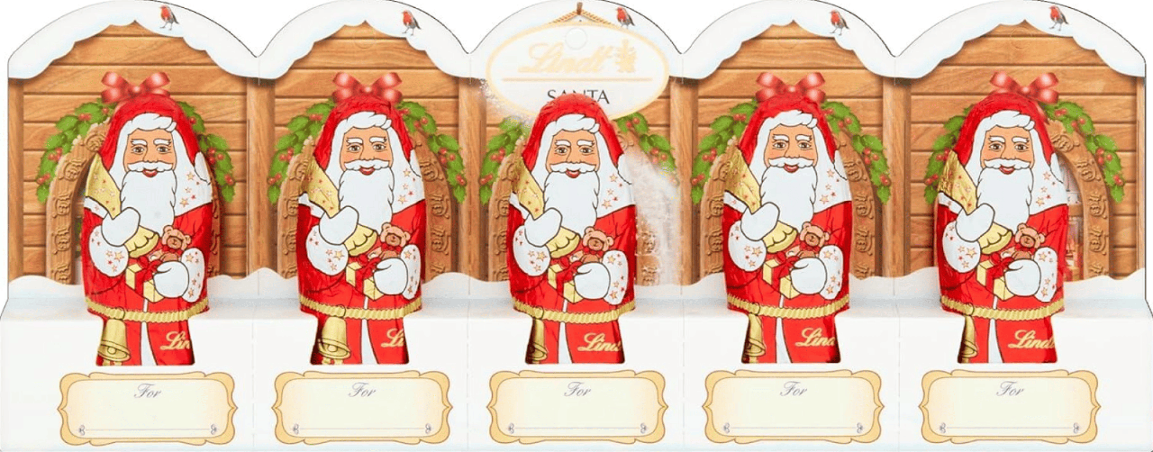 Набір шоколадних Санта-Клаусів Lindt Santa Milk Perforation 5 шт. 50 г (2821669155)