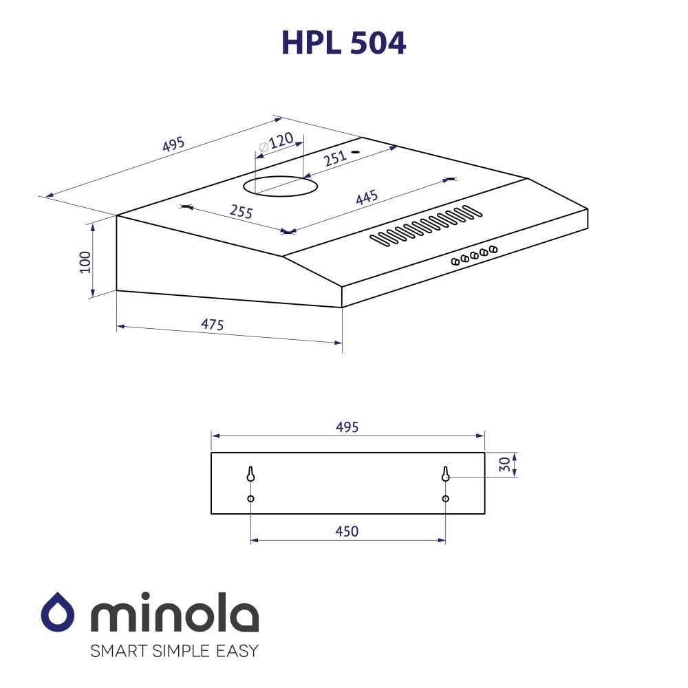 Вытяжка плоская Minola HPL 504 WH - фото 9