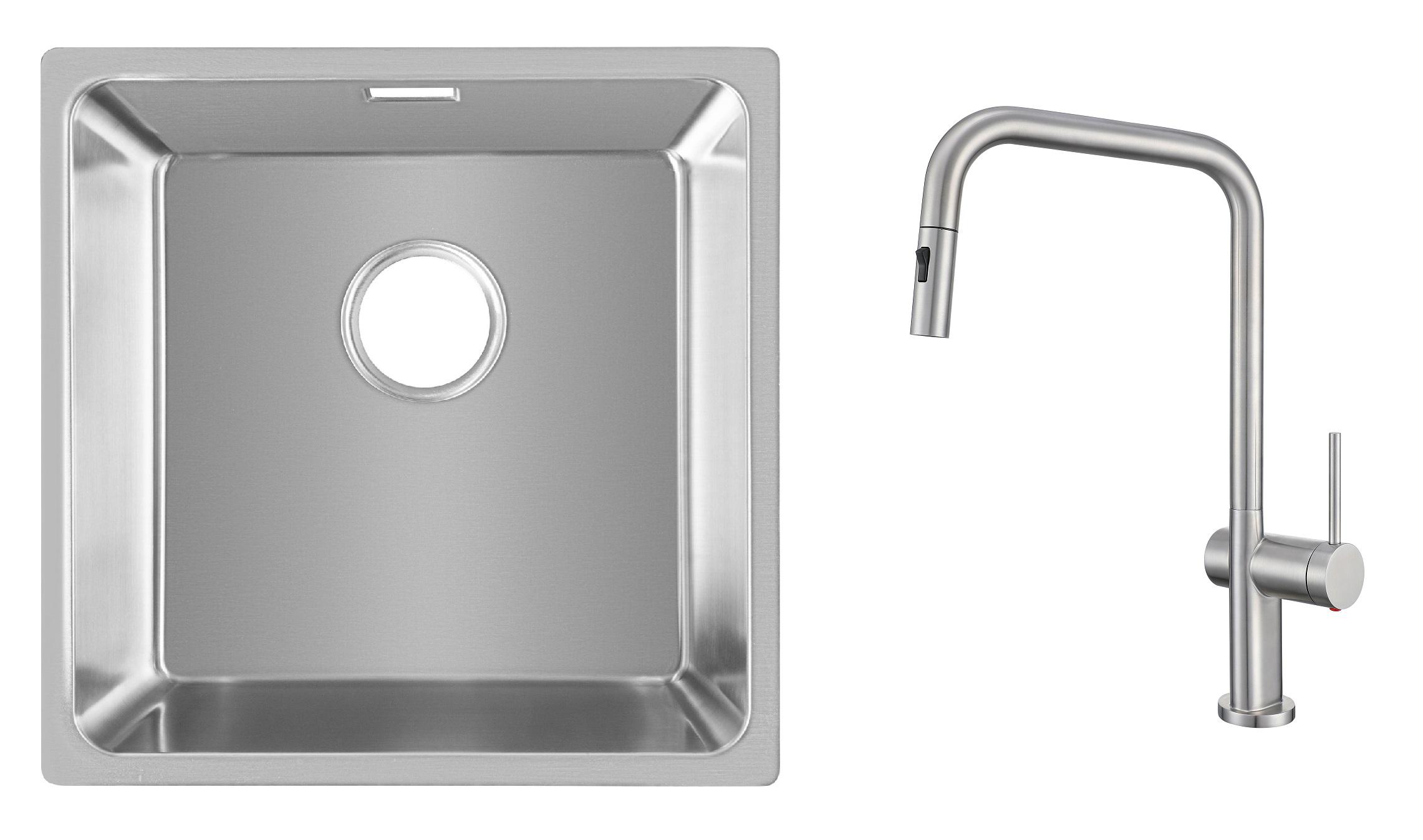 Комплект из кухонной мойки Gunter&Hauer Felda 4420 IX и кухонного смесителя Gunter&Hauer BRUNNEN Br