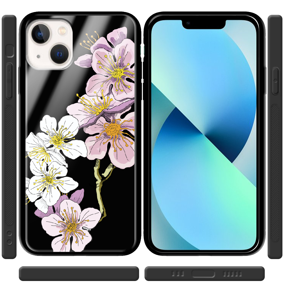 Чехол BoxFace iPhone 13 Cherry Blossom Черный силикон со стеклом (43370-cc4-43865) - фото 2