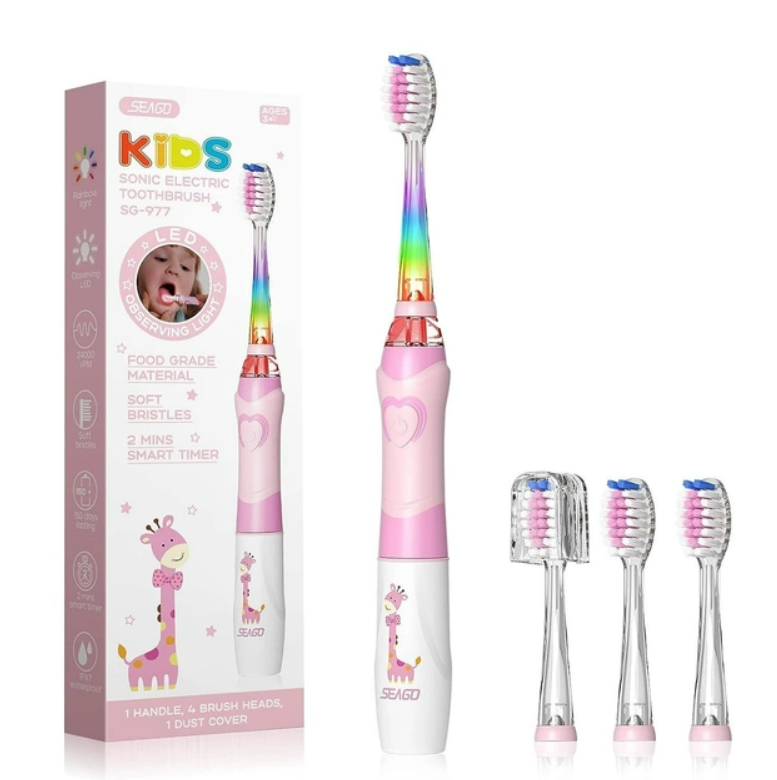 Щітка зубна електрична дитяча SeaGo Sonic M4 LED підсвічування 4 насадки (S42M)