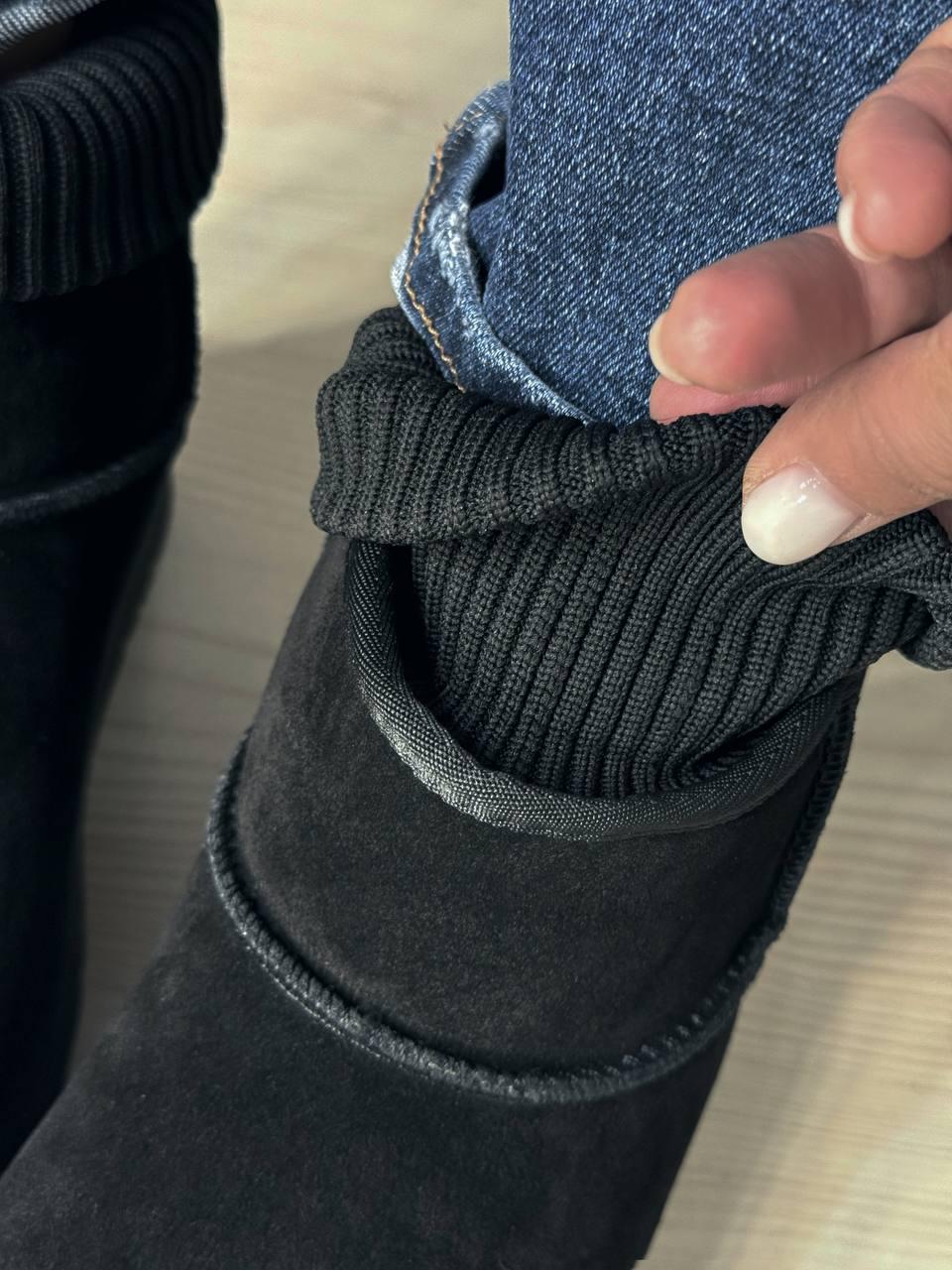 Угги женские Hengji 56-1 с манжетом носком на высокой подошве р. 40 Черный (5154) - фото 3 Угги женские Hengji 56-1 с манжетом носком на высокой подошве р. 40 Черный (5154) - фото 3