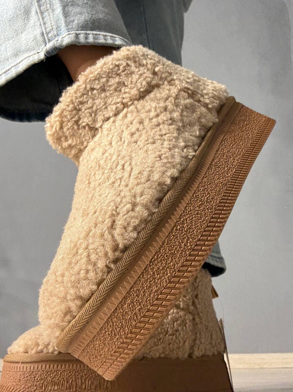 Уггі жіночі Hengji 37-2 з хутром тедді на платформі р. 38 Бежевий (4977) - фото 4 Уггі жіночі Hengji 37-2 з хутром тедді на платформі р. 38 Бежевий (4977) - фото 4