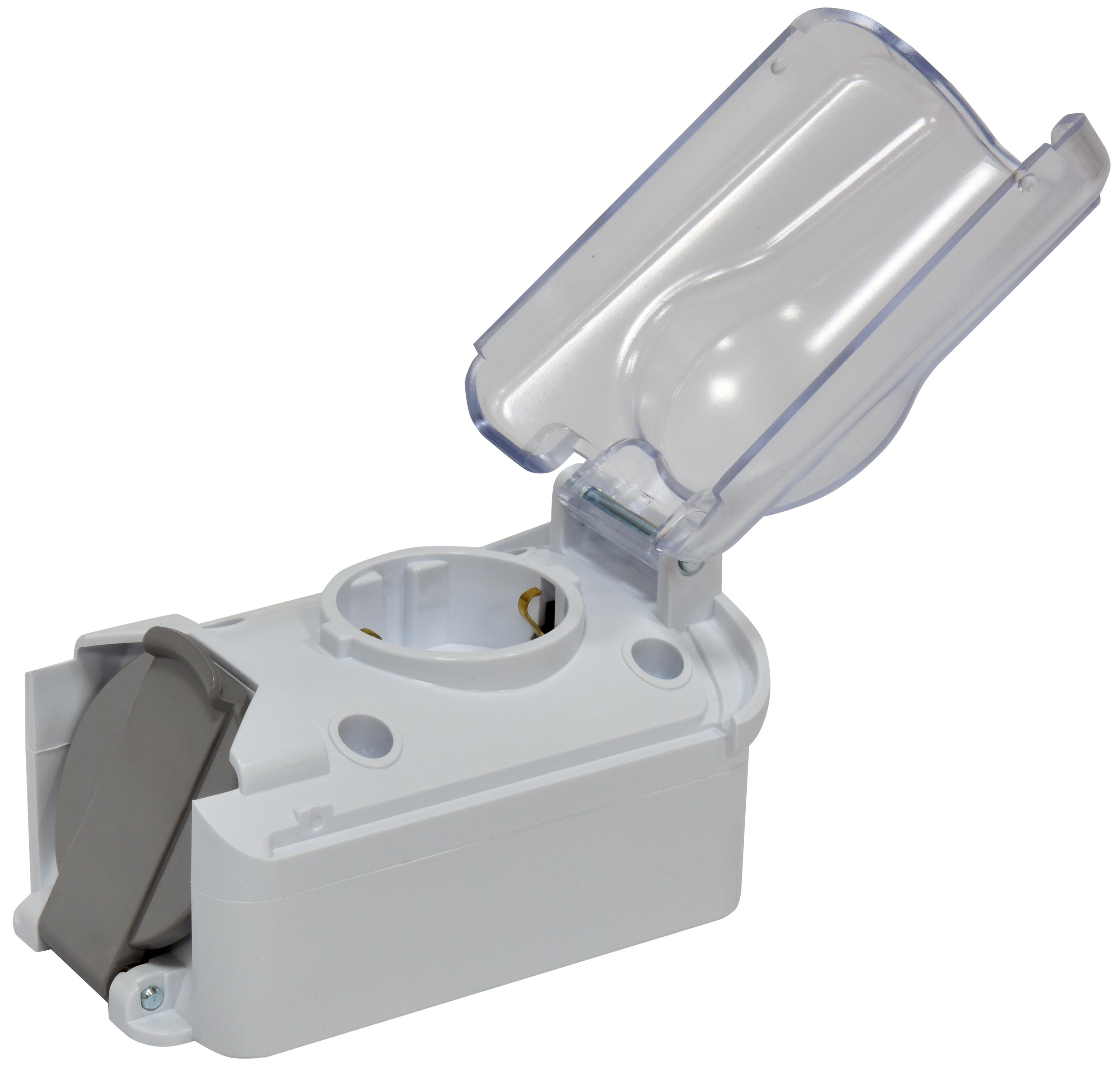 Розетка зовнішня подвійна ETI PRE-2PC із заземленням PC з кришкою IP44 Білий (4481021) - фото 5