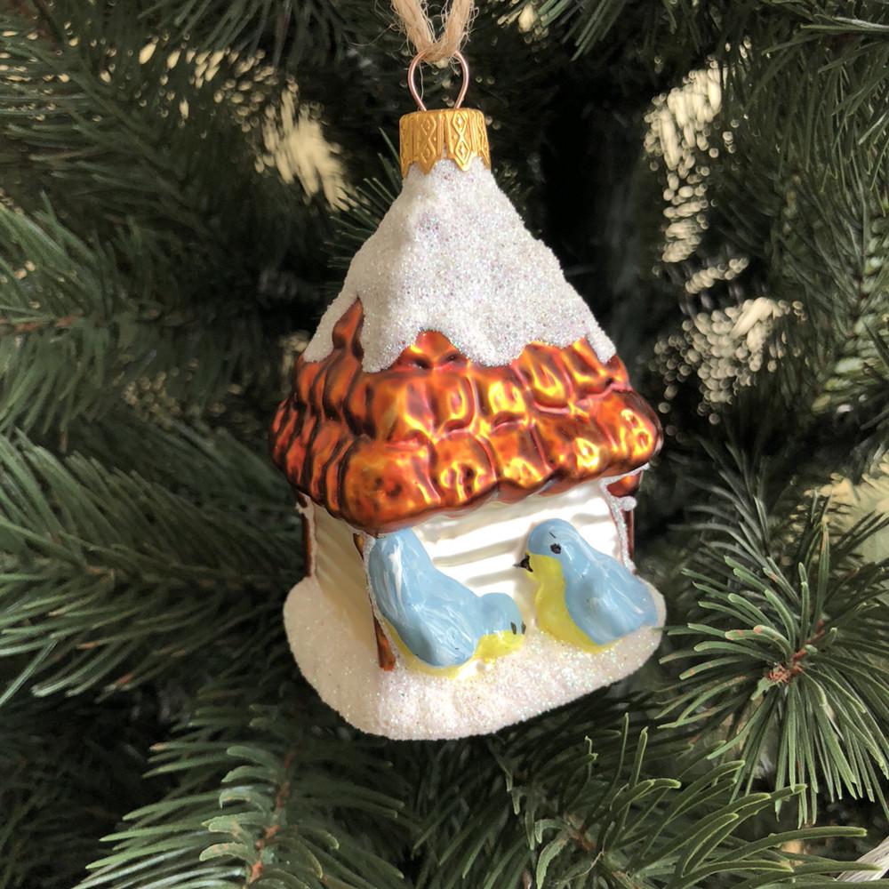 Игрушка стеклянная елочная Кормушка