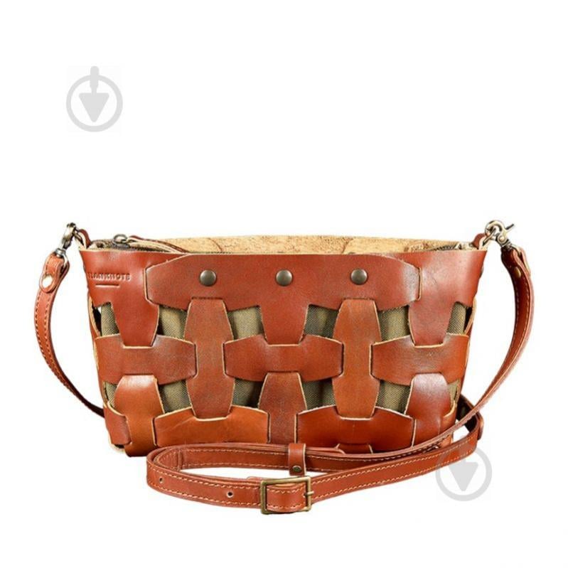 Кожаная плетеная женская сумка BlankNote Пазл Krast S Светло-Коричневая (BN-BAG-31-k)