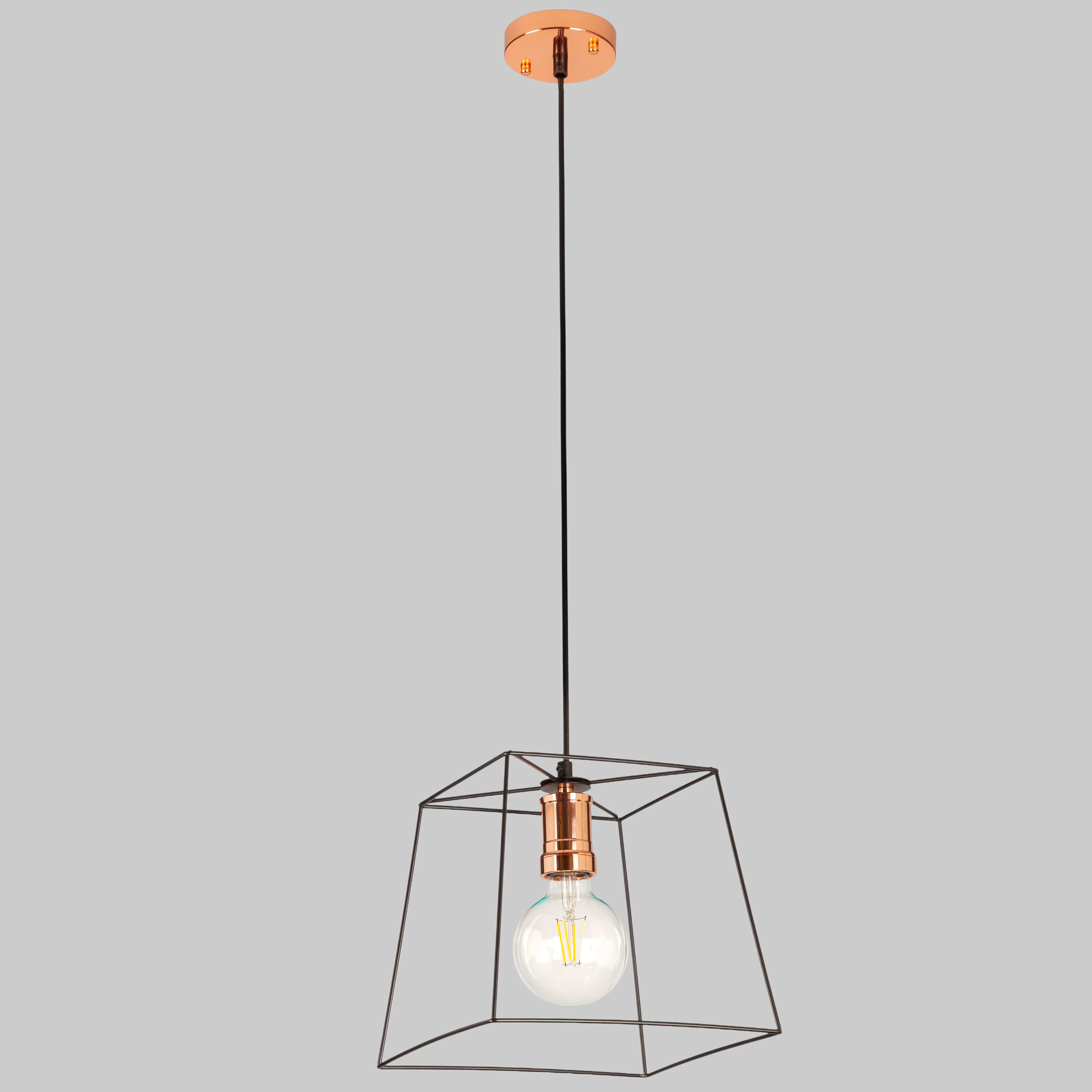 Светильник подвесной Loft 25х22 см (52-148F-1 BK+RSGD)