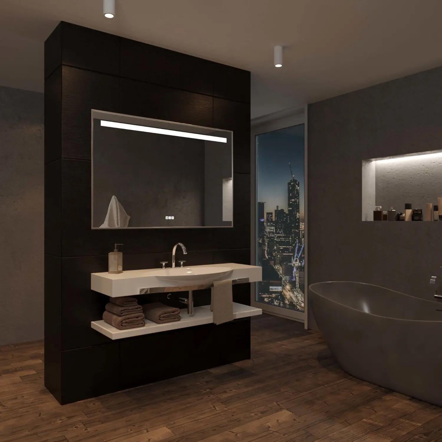 Зеркало Dim Dzerkal CETO с LED-подсветкой/Bluetooth/сенсорным управлением/подогревом 70х100 см (11390)