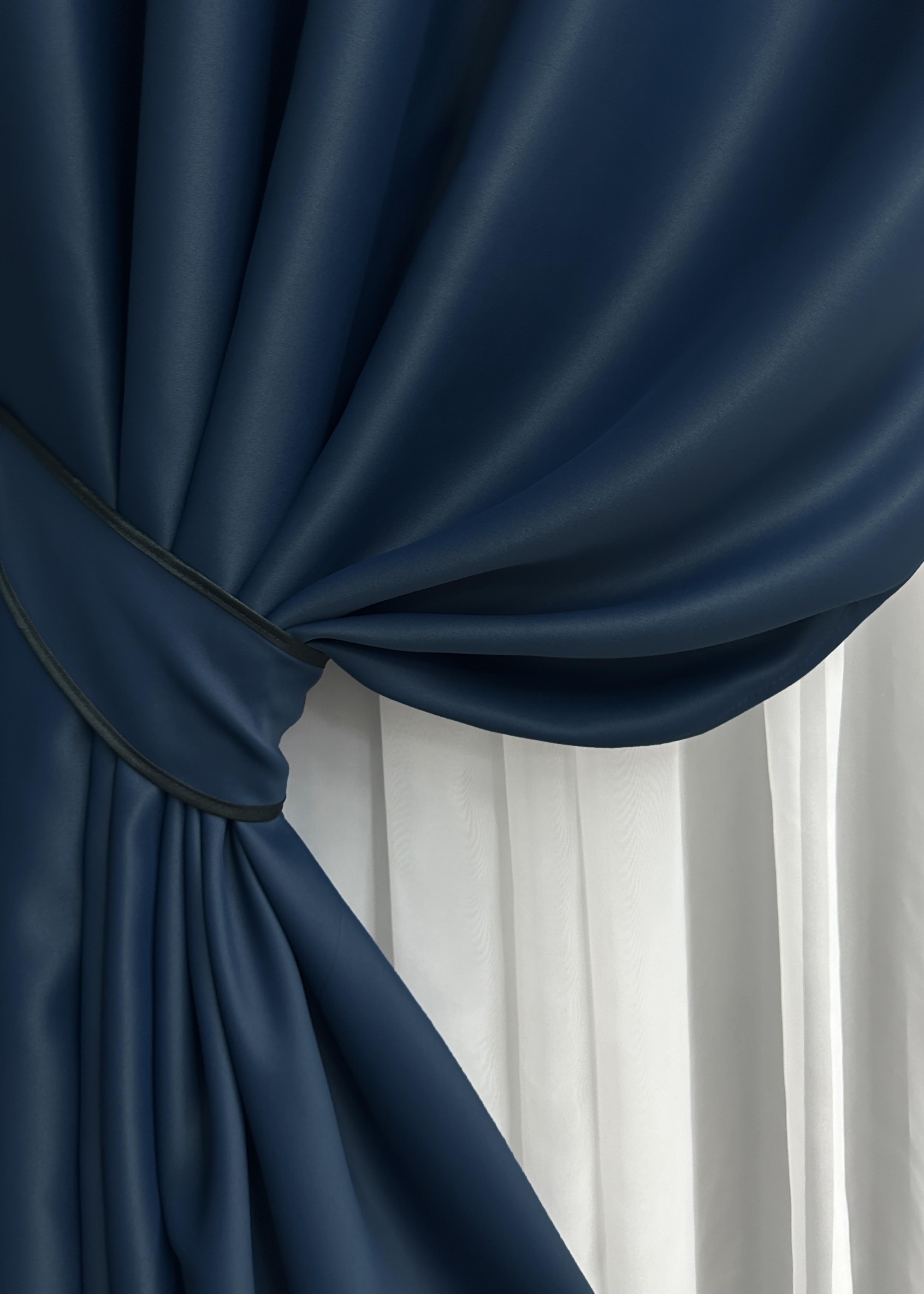 Комплект штор на люверсах VR-Textil Блэкаут Bagema Rvs № 1474ш 150х250 см 2 шт. Синий (37-0256) - фото 4