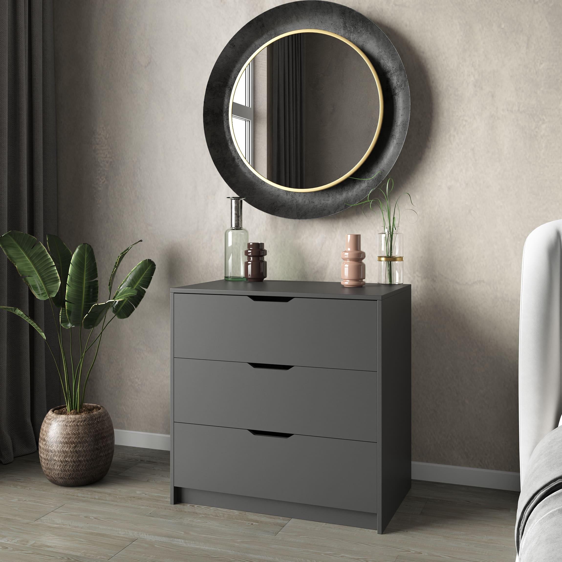 Комод №5 на три ящики без ручок 80х90х50 см Антрацит (380298)