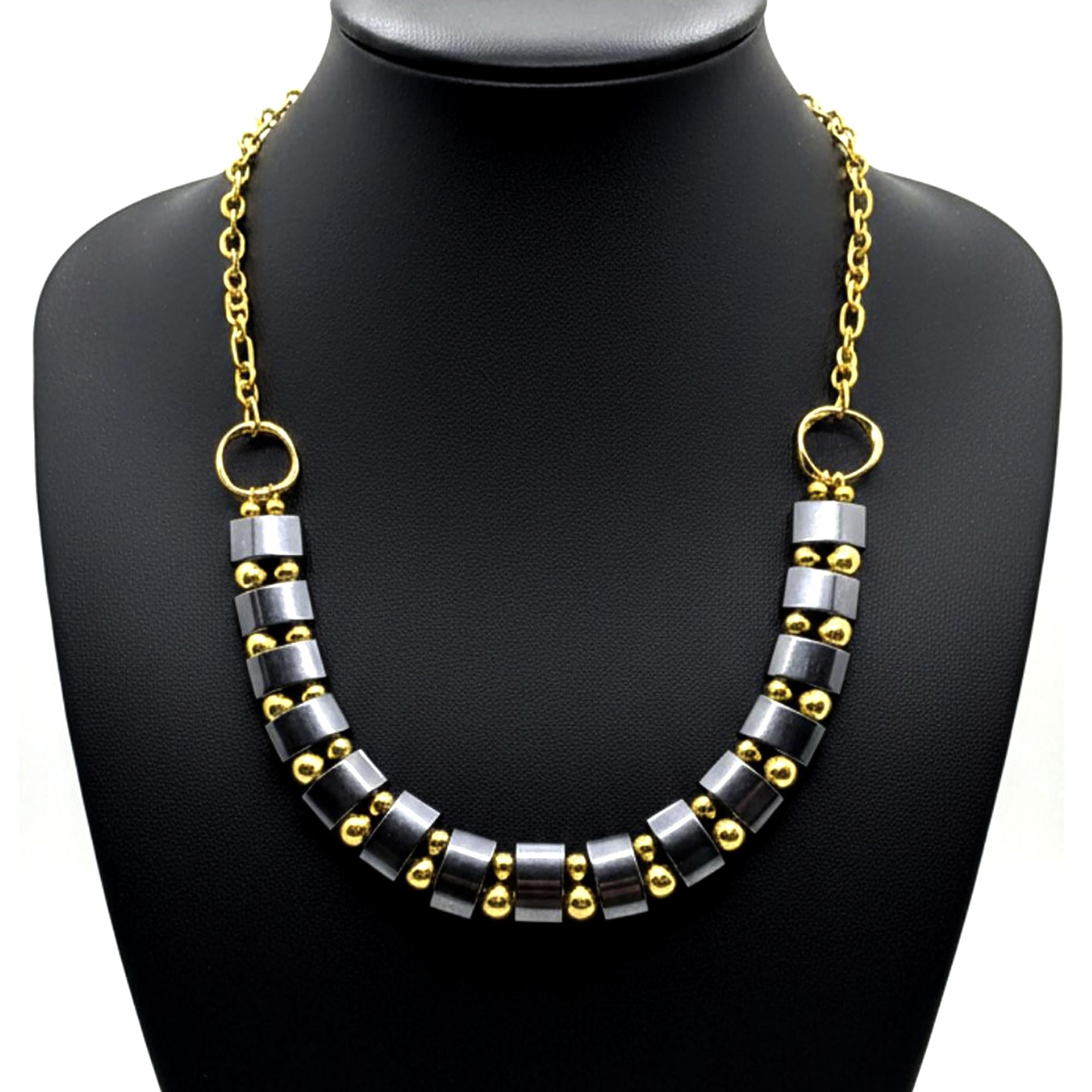 Ожерелье DARSANA Клео из натурального камня гематит (DRSU005367)