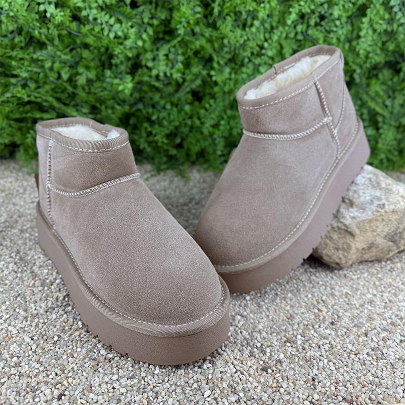 Уггі жіночі замшеві на платформі Е-00205-3 p. 37 23,5-24 см Бежевий (115484689)