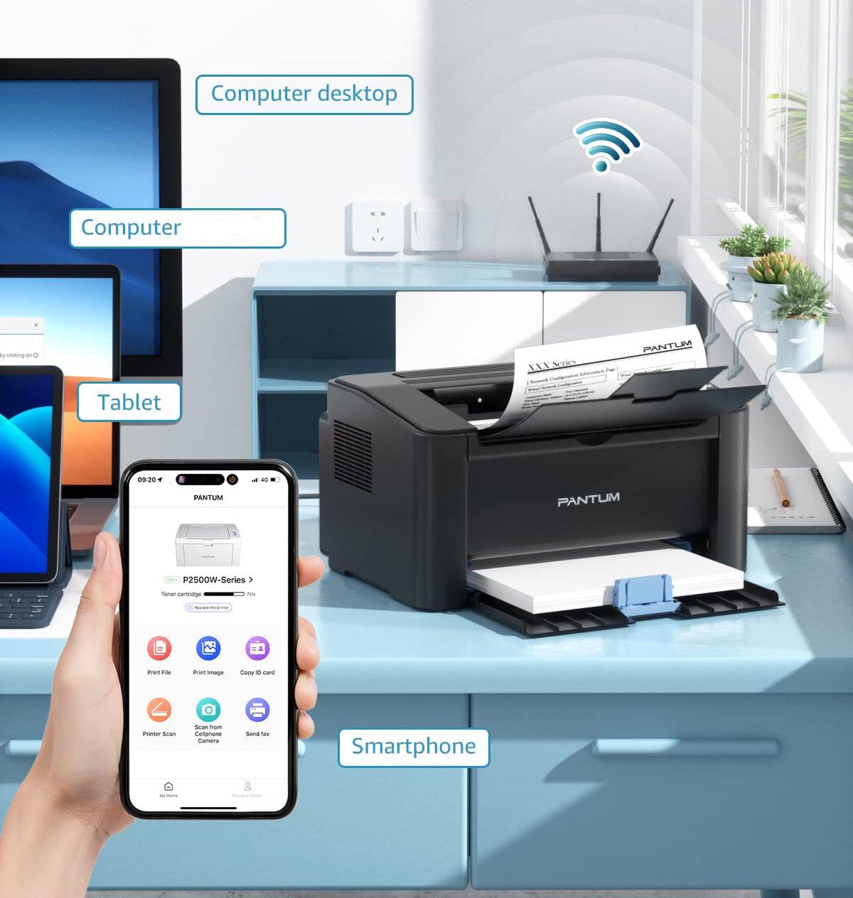 Принтер лазерный Pantum P2502W Wifi Airprint однофункциональный малый 22 стр./мин. Черный - фото 2