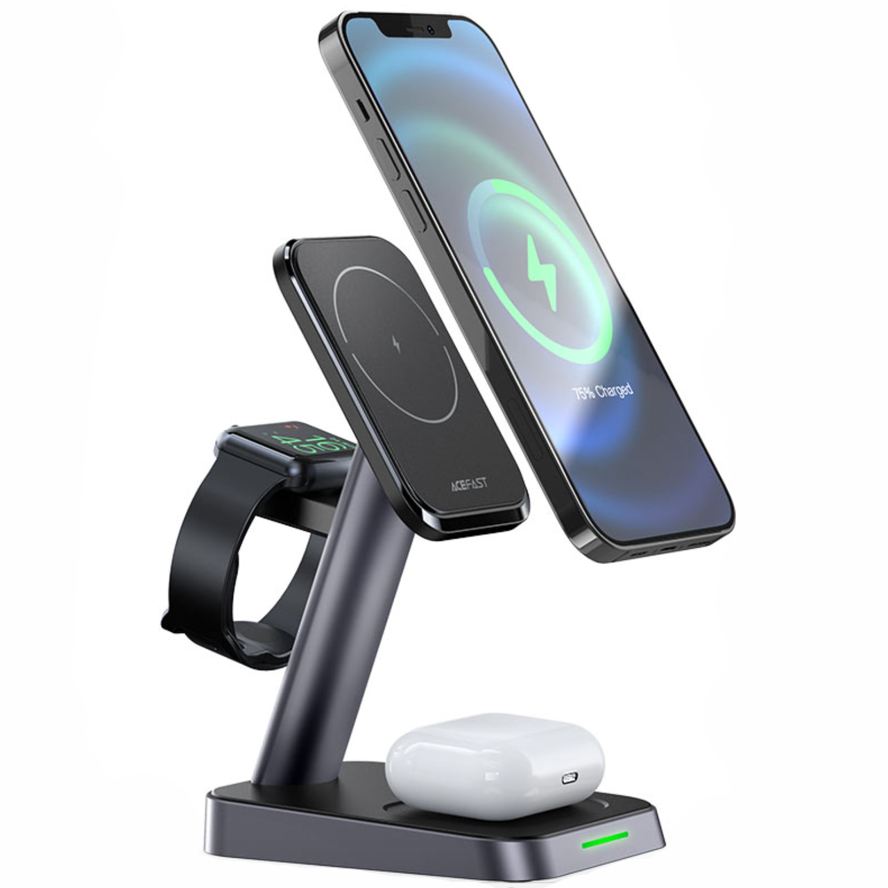 Беспроводная зарядка AceFast E3 Desktop 3in1 Wireless Charging Stand, Black - фото 2