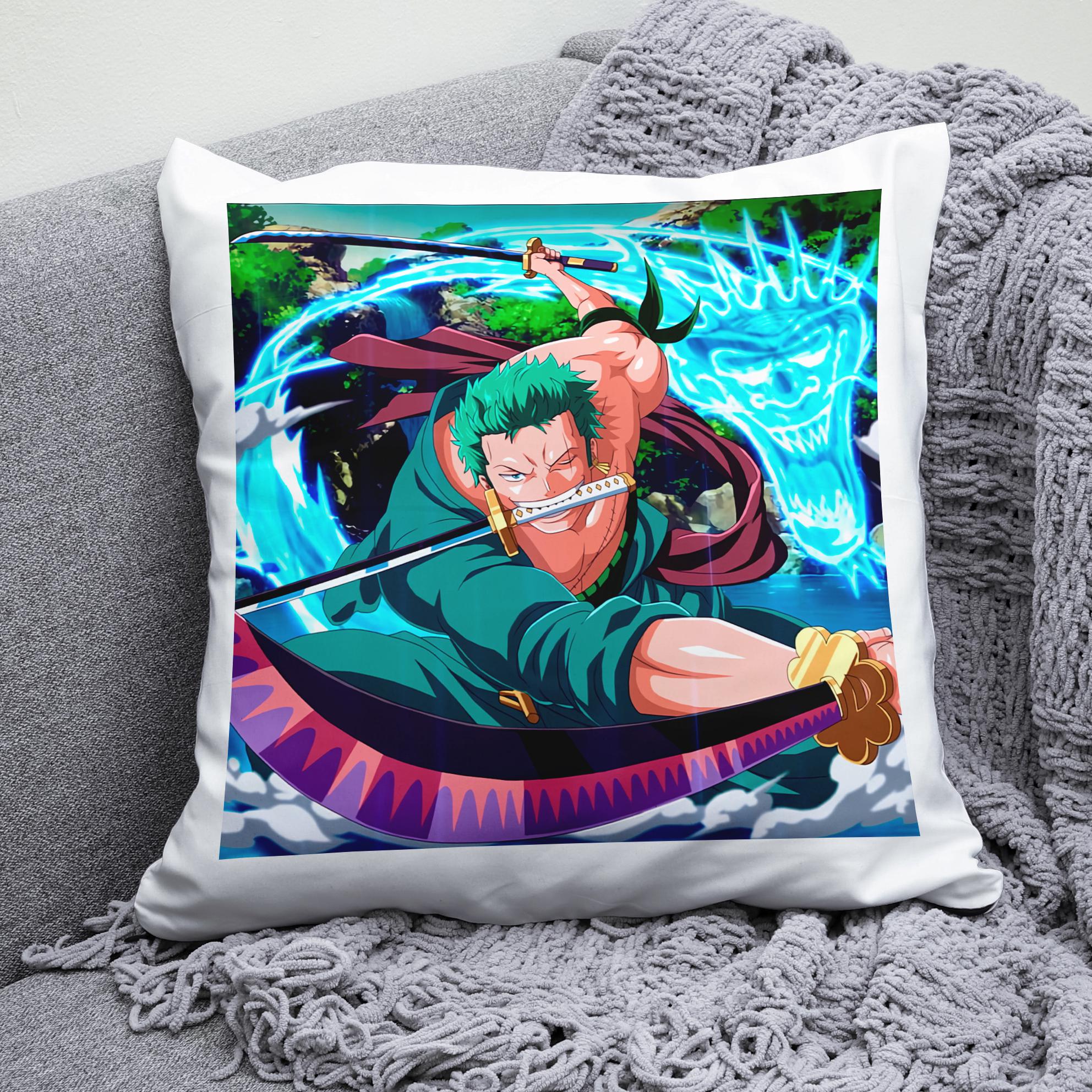 Плюшевая подушка квадрат с принтом аниме Sad Roronoa Zoro with Sword