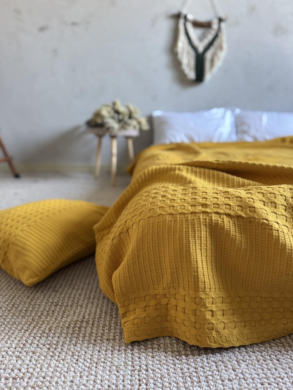 Покривало вафельне Марокко 200х230 см Гірчичний (18093962) - фото 6 Покривало вафельне Марокко 200х230 см Гірчичний (18093962) - фото 6