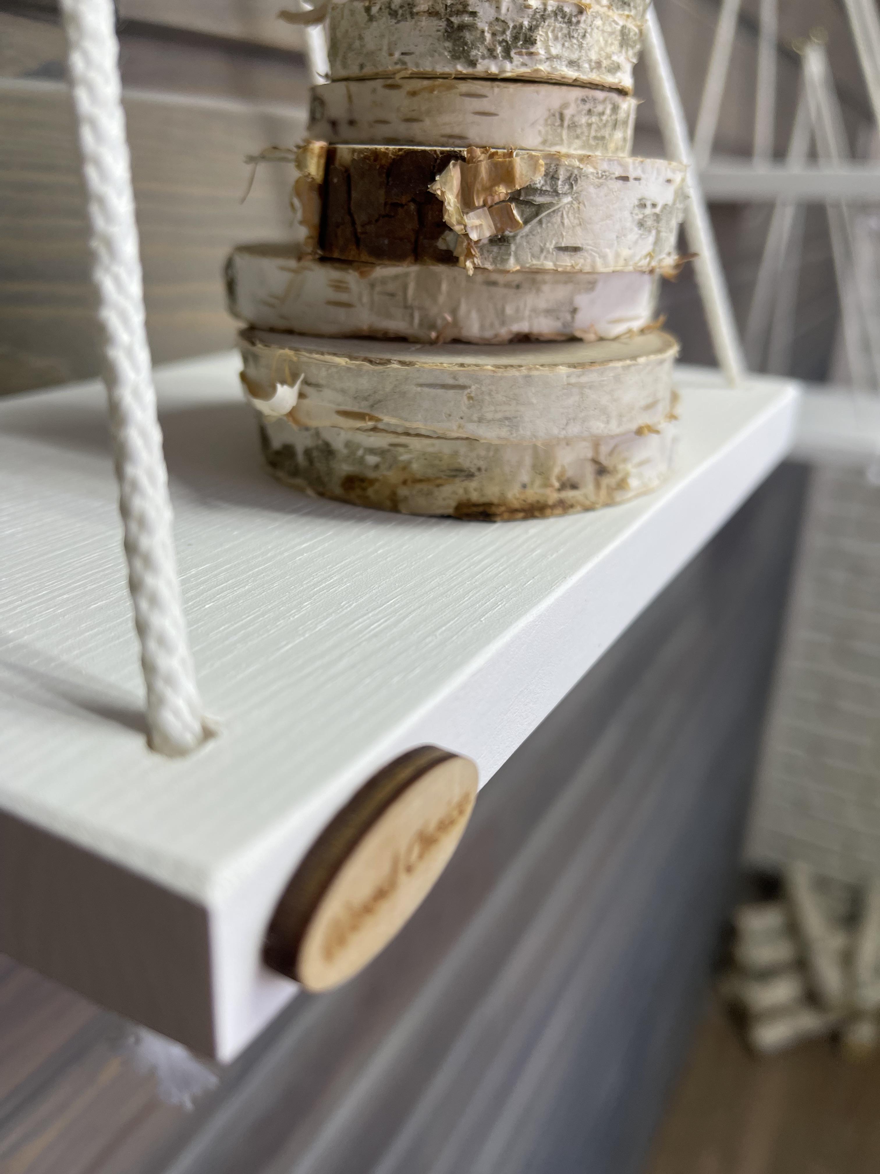 Набор полок подвесных деревянных на канате 15х24 см 4 шт. Белый (id_253) - фото 8