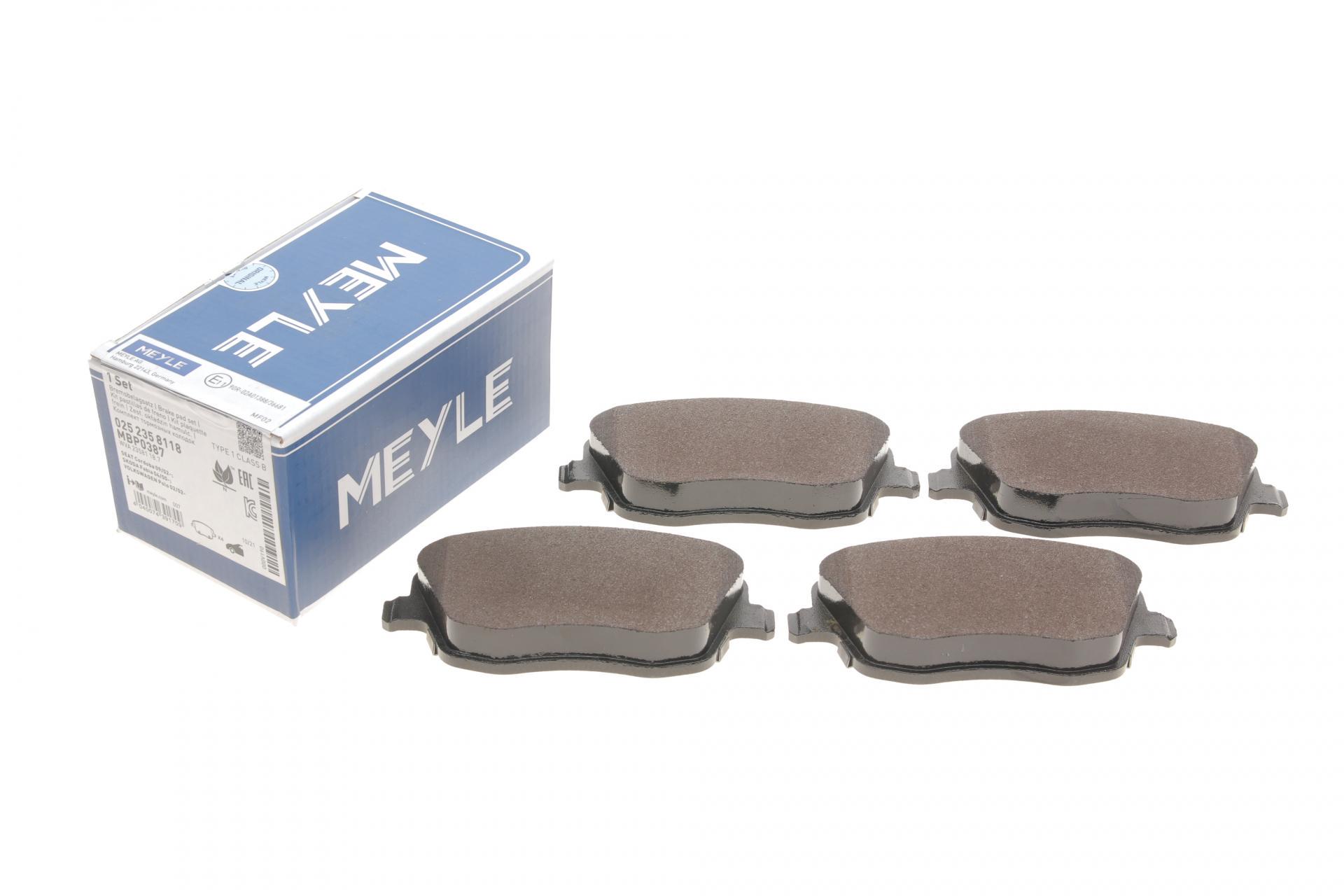 Колодки гальмівні передні Meyle 025 235 8118 Seat Cordoba/Ibiza IV/VW Polo/Skoda Fabia 99-15/Roomster 06-15