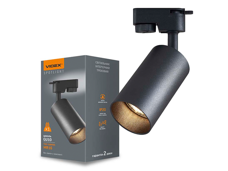 Світильник трековий Videx під лампу GU10 Чорний (VL-SPF06C-B) Світильник трековий Videx під лампу GU10 Чорний (VL-SPF06C-B)