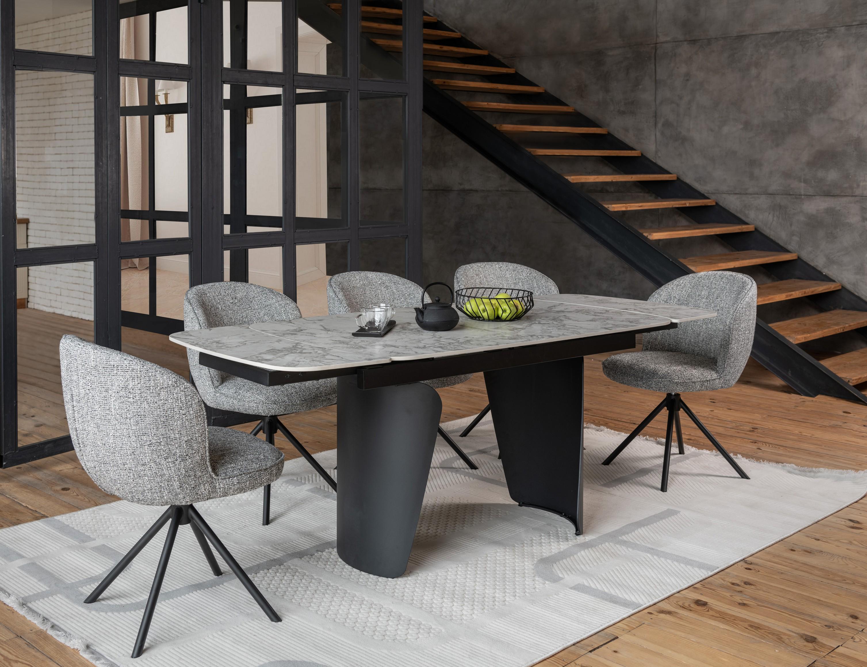 Обідній стіл розсувний Vetro Mebel Нардо 1400/2000х900x760 мм Клауді грей/Чорний TМL-1270) - фото 8