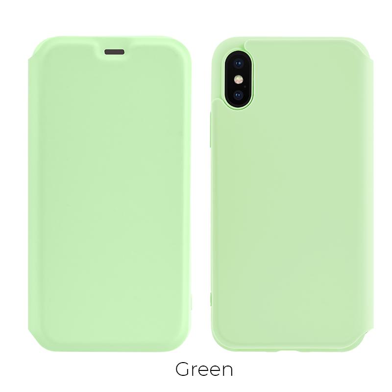 Чехол-книжка Hoco Colorful series liquid silicone case для Apple iPhone X/XS Green