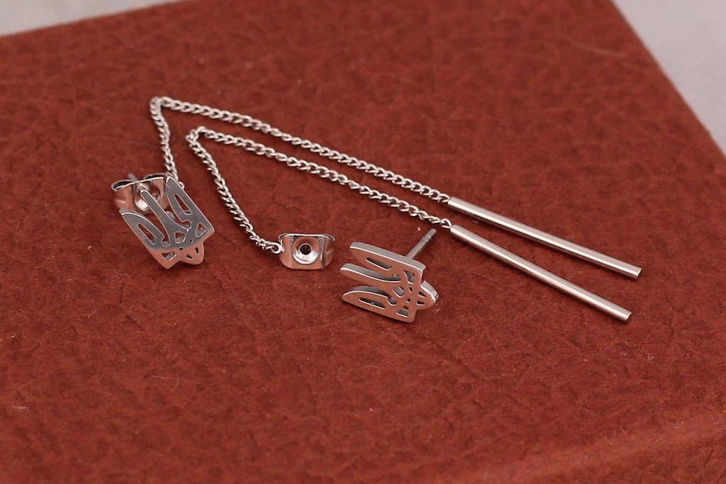 Серьги гвоздики Xuping Jewelry Подвески герб трезубец 6,5 см Серебристый
