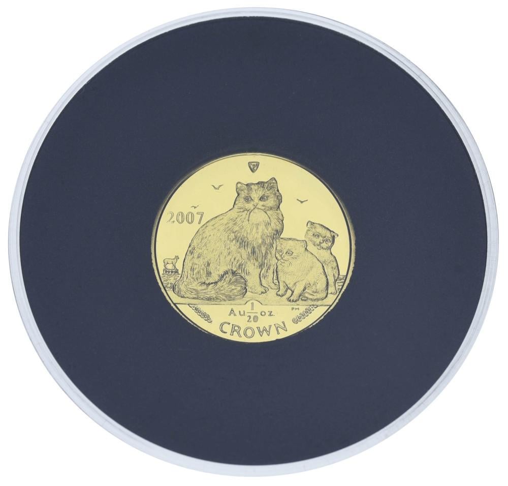 Коллекционная монета Остров Мэн 1 крона 2007/2008 золото Proof Кот Рэгдолл 1/20 унции Коллекционная монета Остров Мэн 1 крона 2007/2008 золото Proof Кот Рэгдолл 1/20 унции