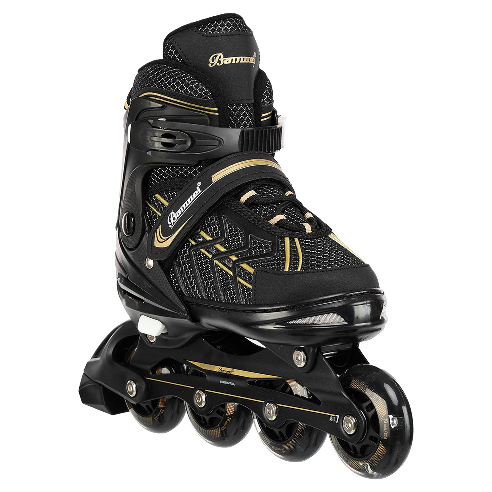 Роликовые коньки Banwei BW-129 раздвижные колеса светящиеся р. 31-34 Черный (BW-129_Черный_S_(31-34) - фото 3 Роликовые коньки Banwei BW-129 раздвижные колеса светящиеся р. 31-34 Черный (BW-129_Черный_S_(31-34) - фото 3