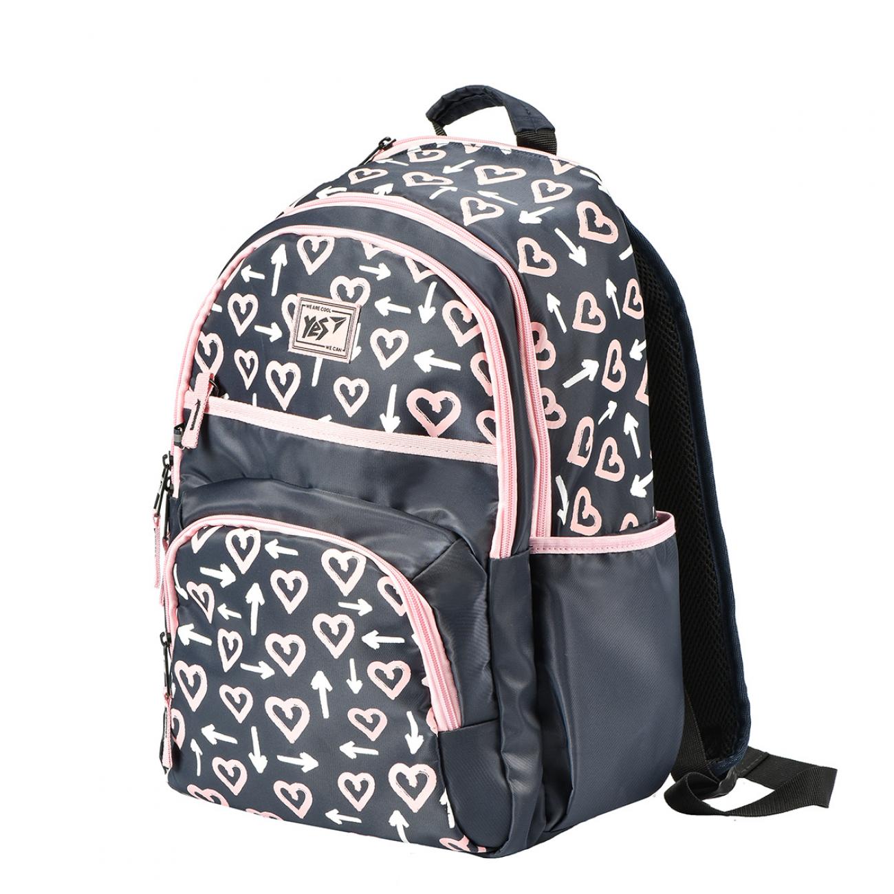 Рюкзак школьный YES Tender heart 41х29х17 см 20 л Черный (558336)