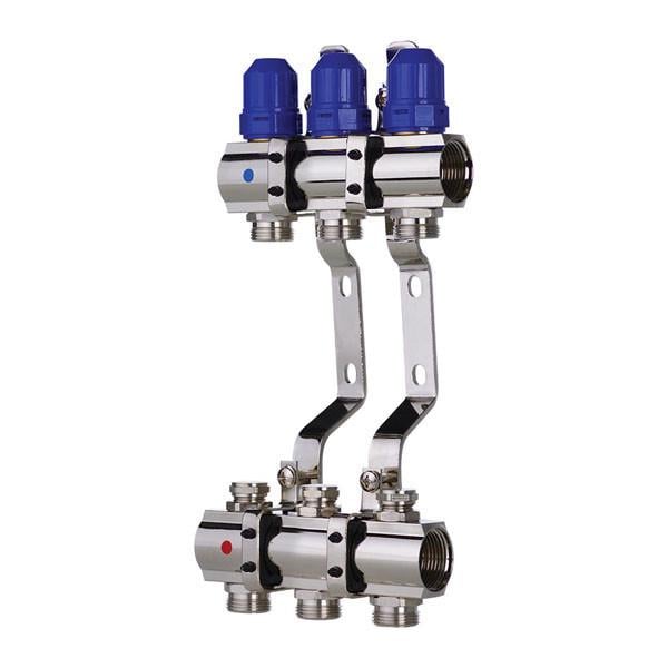 Блок колекторний з термостатичними клапанами KOER KR.1100-03 1"x3 WAYS (KR2629) Блок колекторний з термостатичними клапанами KOER KR.1100-03 1"x3 WAYS (KR2629)