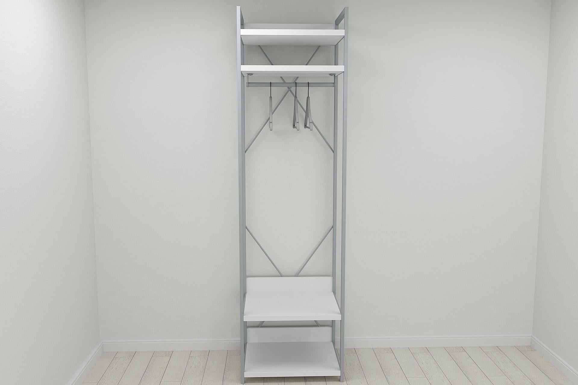 Шкаф гардероб уни секция 2 серии Конект Ferrum-decor 220x60x50 см металл Серый/ДСП Белый (SHG071)