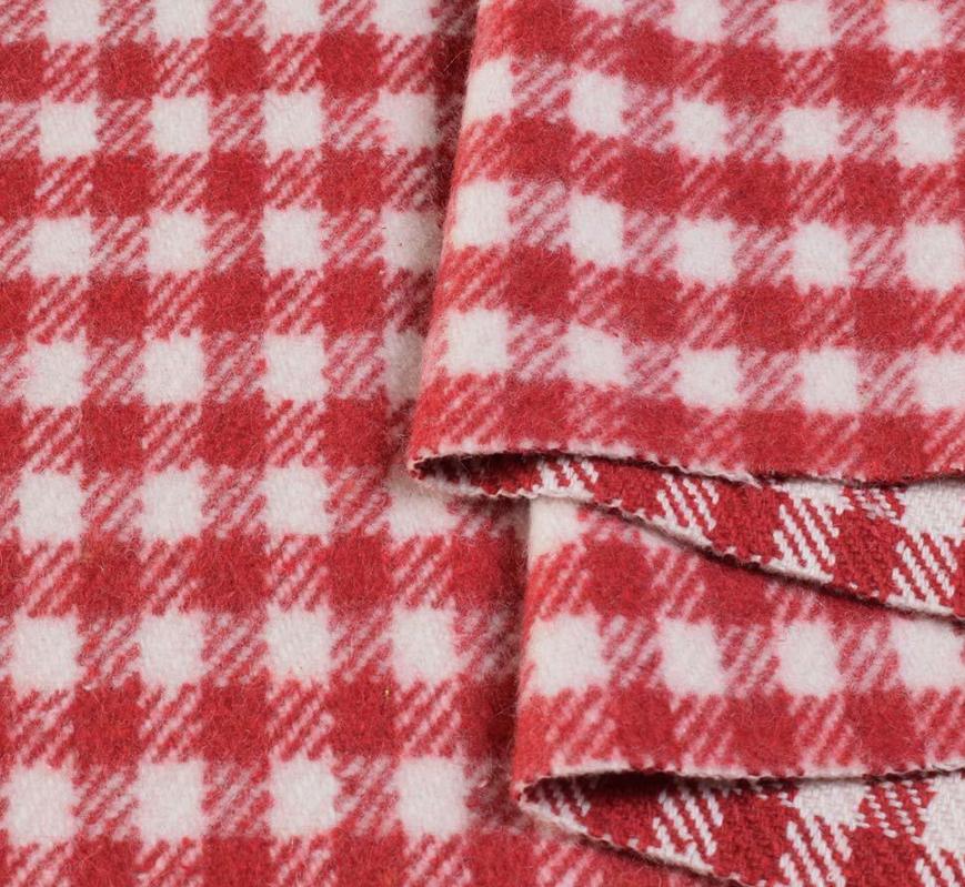 Ткань кашемир пальтовый с шерстью в клетку ширина 150 см Красный (13103.002)