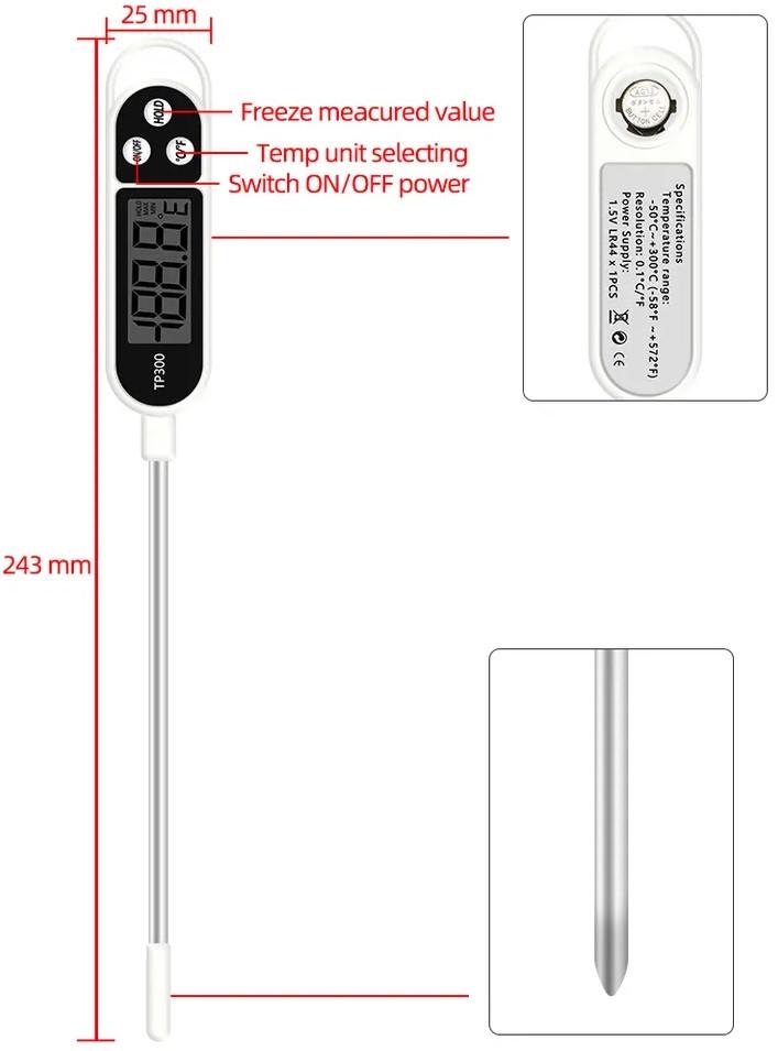Термометр кухонний для м'яса Bodasan TP300 цифровий електронний зі щупом (11340728) - фото 3