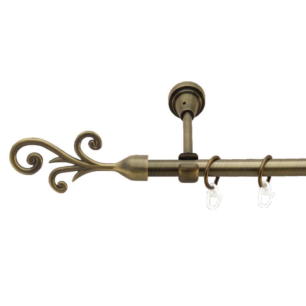 Карниз металевий Orvit Фала однорядний відкритий/гладка труба/кільце металеве Антик 16 мм 160 см (3327956) - фото 1
