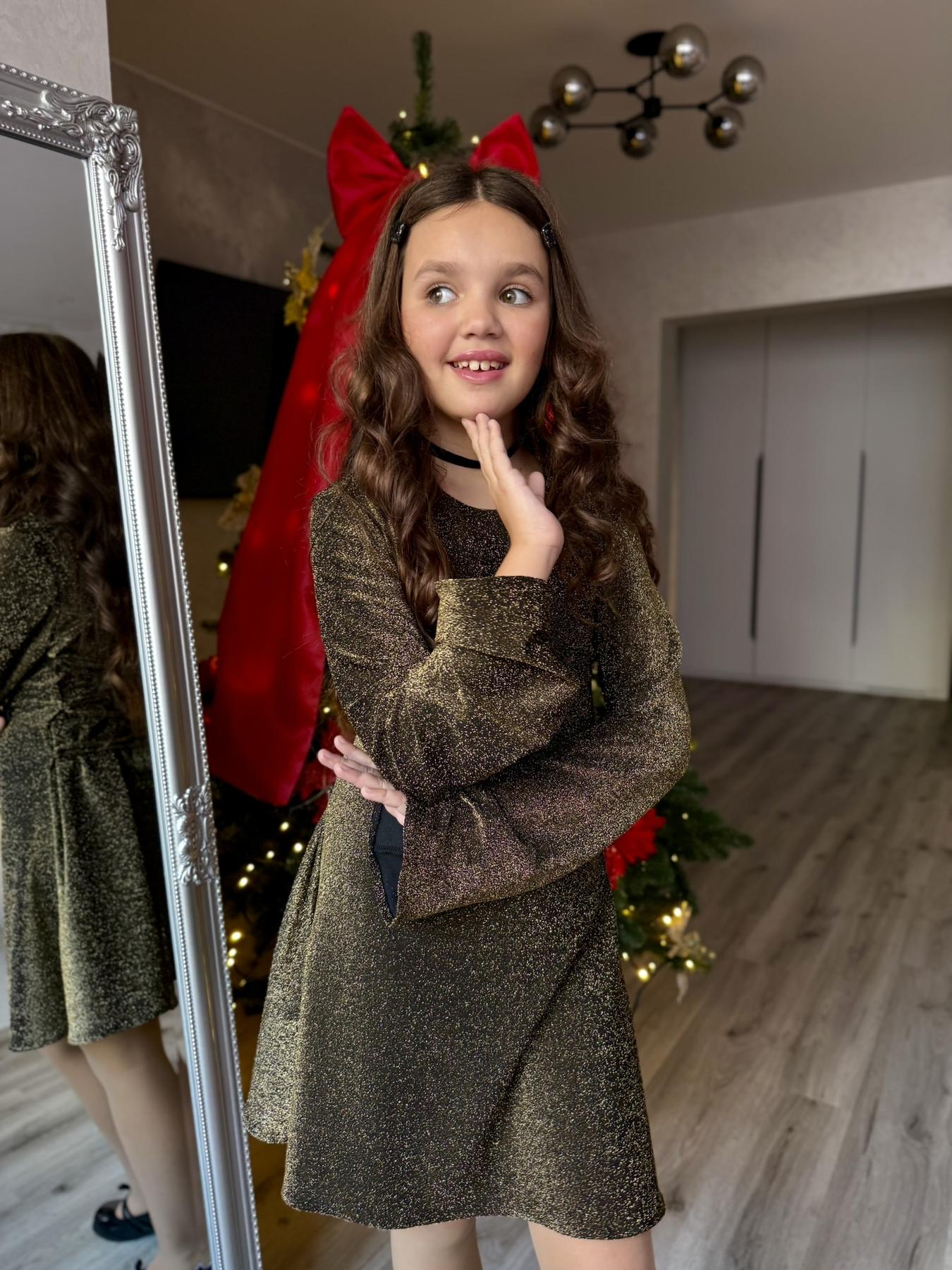 Платье блестящее подростковое из люрекса IRmAS 1324 152 см Золотой - фото 2 Платье блестящее подростковое из люрекса IRmAS 1324 152 см Золотой - фото 2