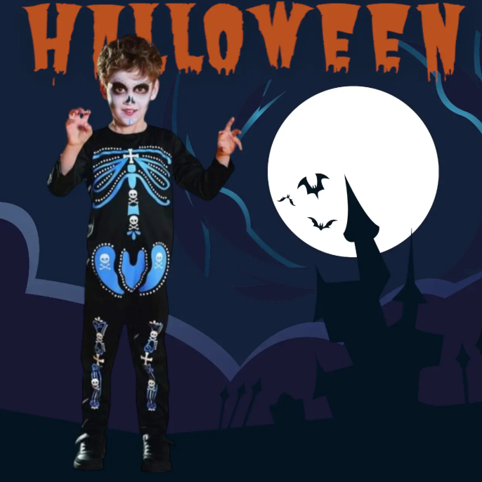 Костюм на Хэллоуин для мальчика Король Скелетов 1-2 года Черно-синий (325945) - фото 3