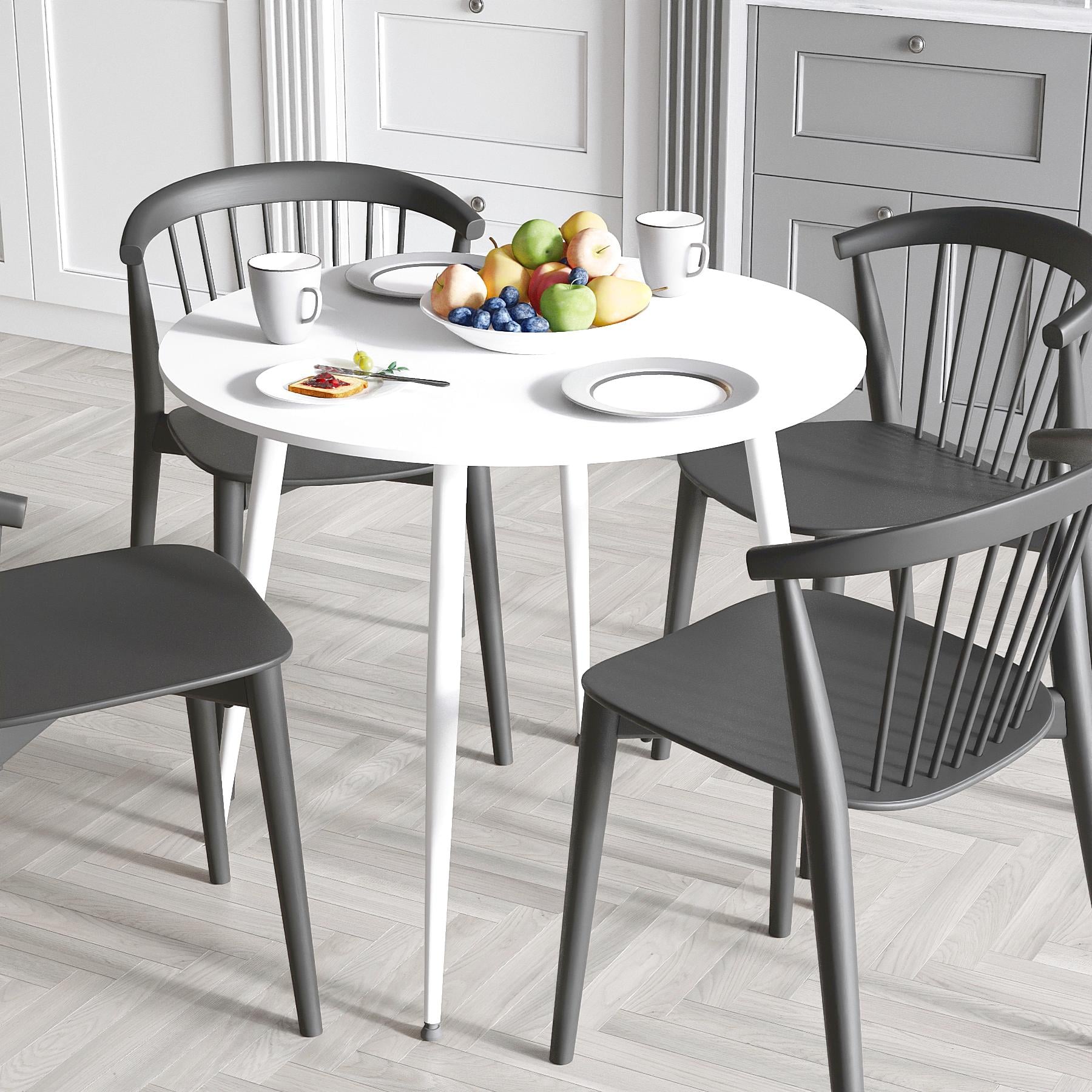 Обідній стіл круглий Ferrum-decor OPTIMA 5 ніжки конусні метал/ДСП 16 мм 750x900x900 мм Білий (FRD-107487)