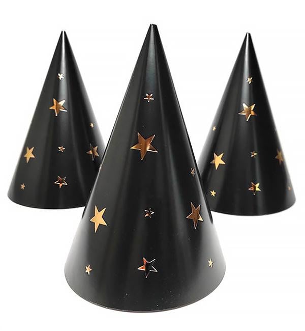 Колпачки бумажные Golden stars 15 см 5 шт. Черный (513972)
