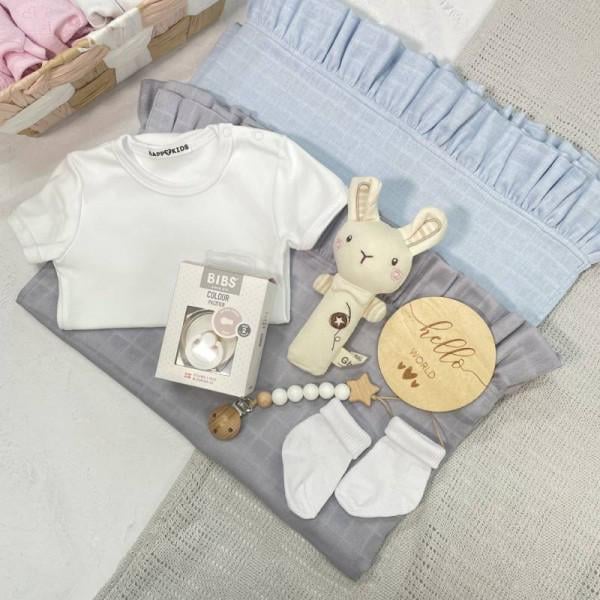 Подарочный бокс с муслиновым пледом для мальчика 62 см Голубой (11420-62)