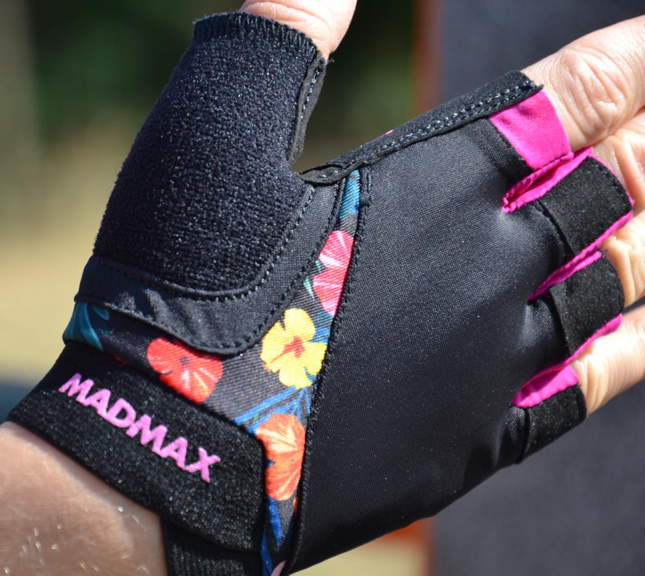 Рукавички для фітнесу MadMax MFG-770 Flower Power Gloves M Black/Pink - фото 5